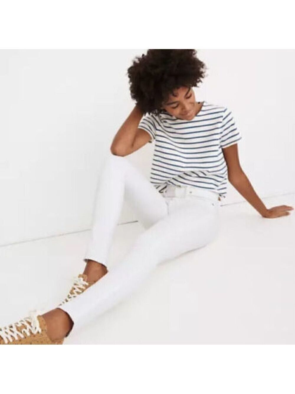 𝅺MADEWELL BNWOT Womens 10" High-Rise Skinny White Jeans Sz 26 New Skinny